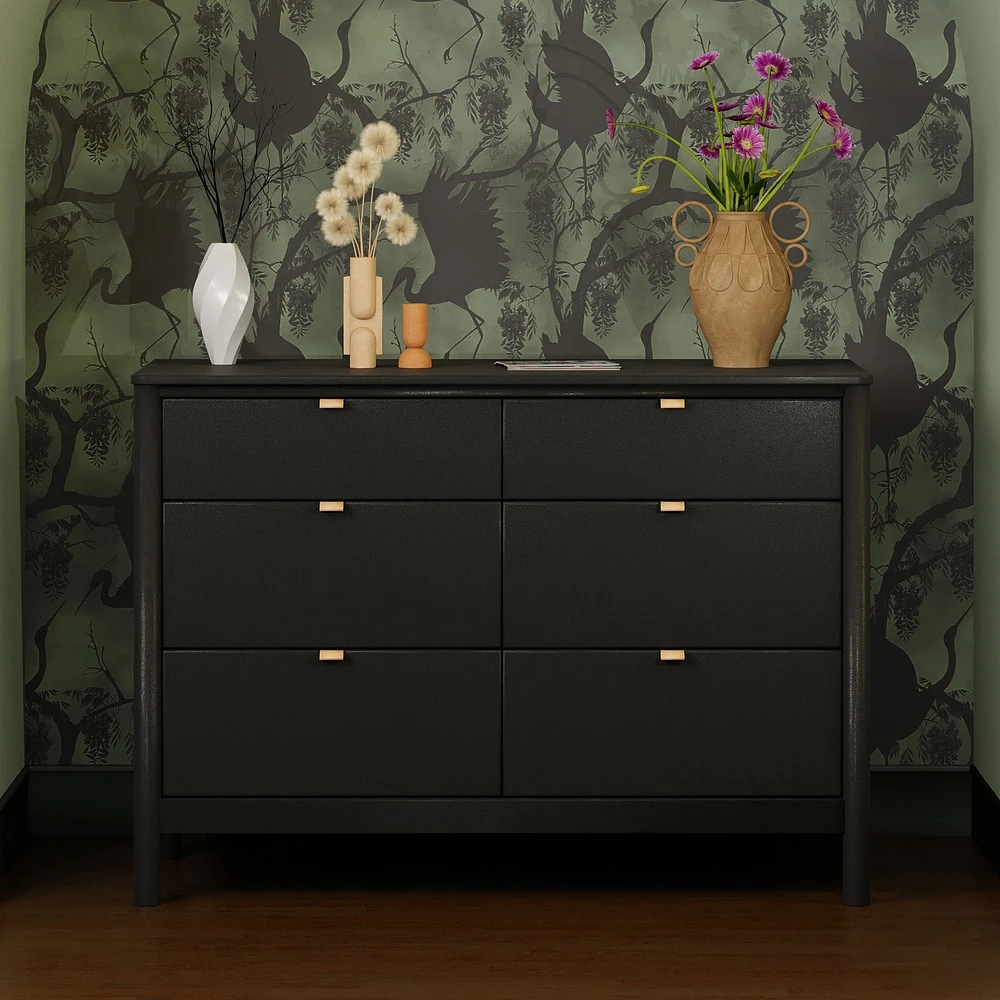 Bondi 6-Drawer Assembled Dresser - Black