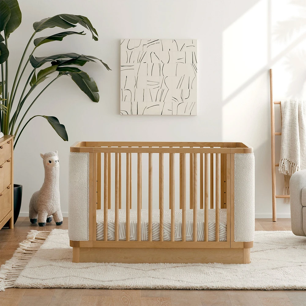 Bondi Boucle 4-in-1 Convertible Crib with Toddler Bed Kit - Honey with Ivory Boucle
