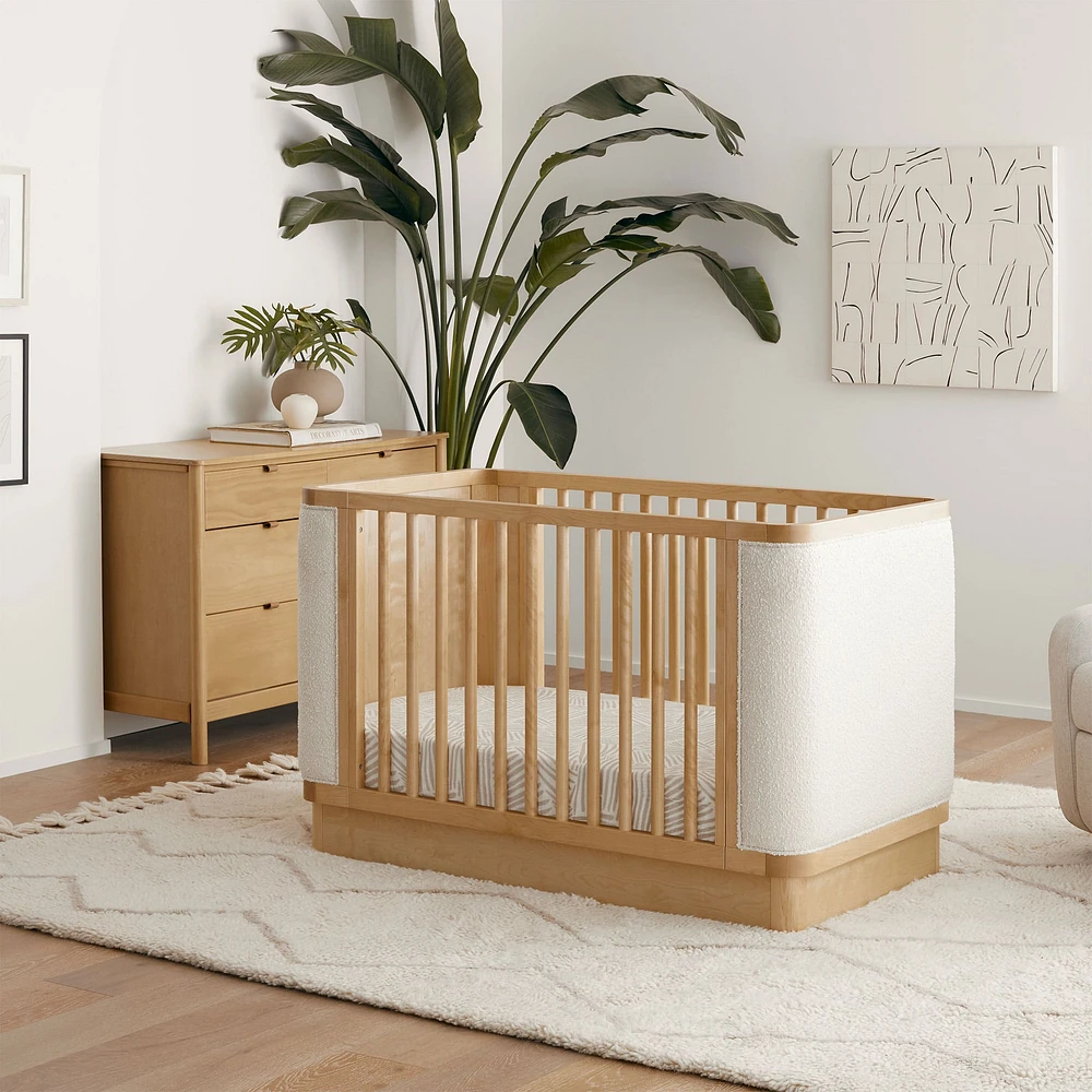 Bondi Boucle 4-in-1 Convertible Crib with Toddler Bed Kit - Honey with Ivory Boucle