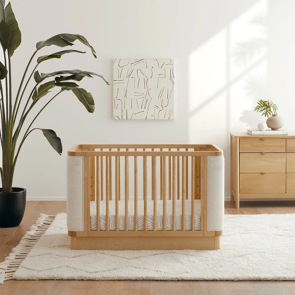 Bondi Boucle 4-in-1 Convertible Crib with Toddler Bed Kit - Honey with Ivory Boucle