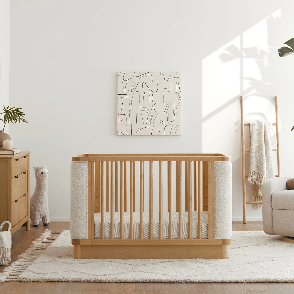 Bondi Boucle 4-in-1 Convertible Crib with Toddler Bed Kit - Honey with Ivory Boucle