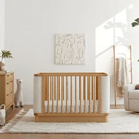 Bondi Boucle 4-in-1 Convertible Crib with Toddler Bed Kit - Honey with Ivory Boucle