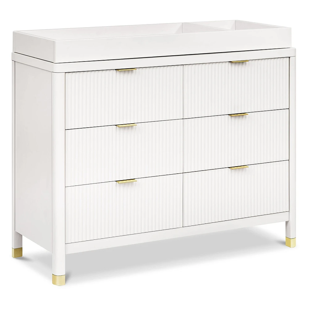Commode 6 tiroirs Brimsley Tambour - Blanc Chaud