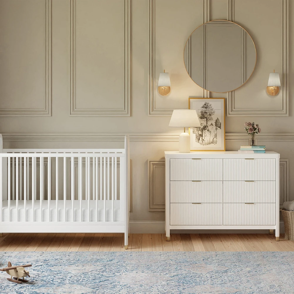 Commode 6 tiroirs Brimsley Tambour - Blanc Chaud