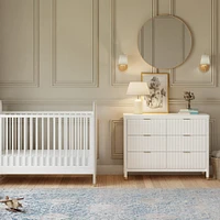 Commode 6 tiroirs Brimsley Tambour - Blanc Chaud