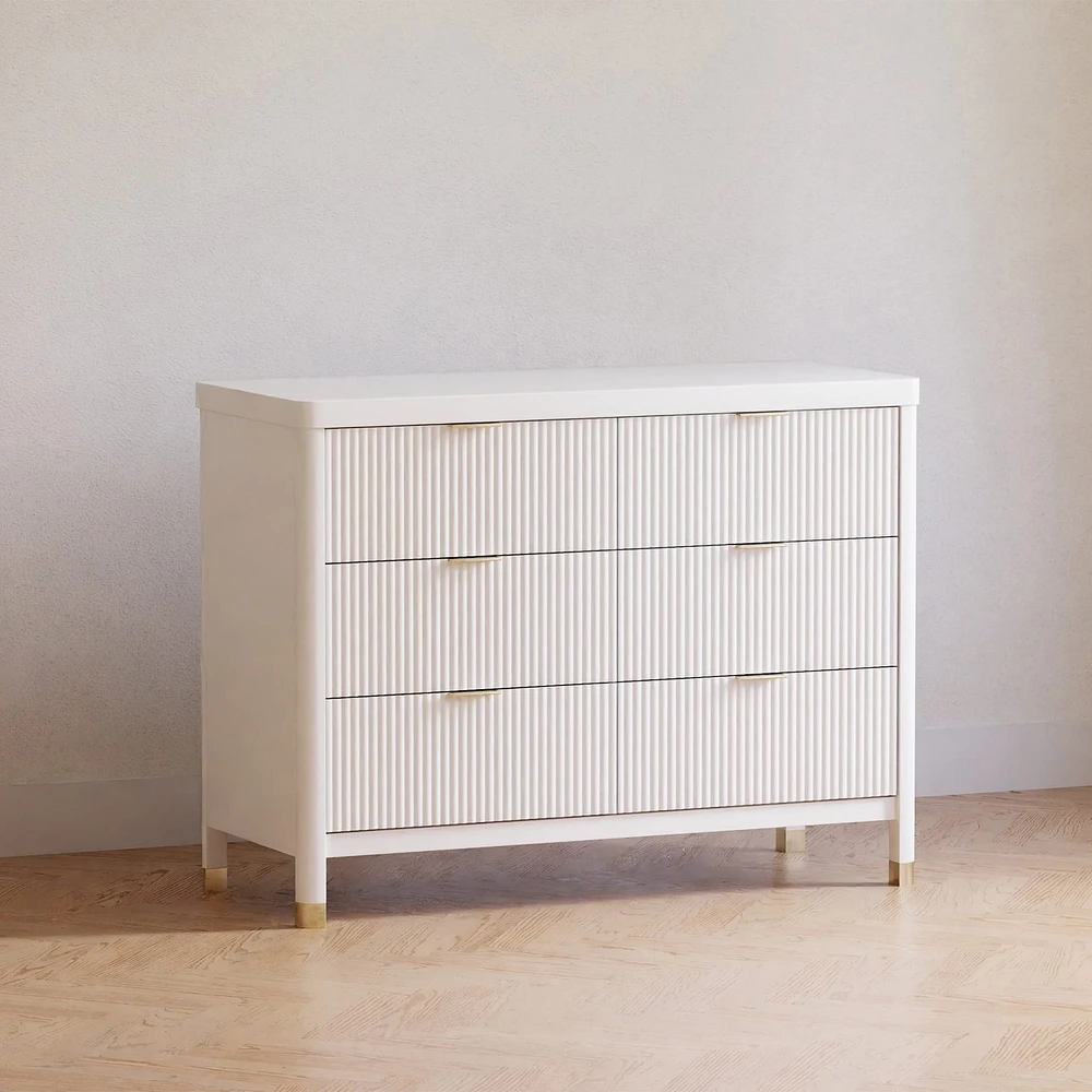 Commode 6 tiroirs Brimsley Tambour - Blanc Chaud