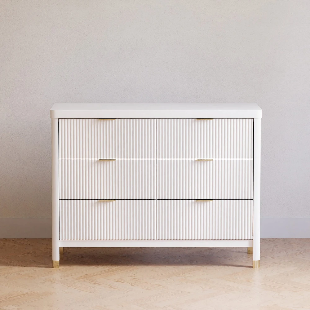 Commode 6 tiroirs Brimsley Tambour - Blanc Chaud