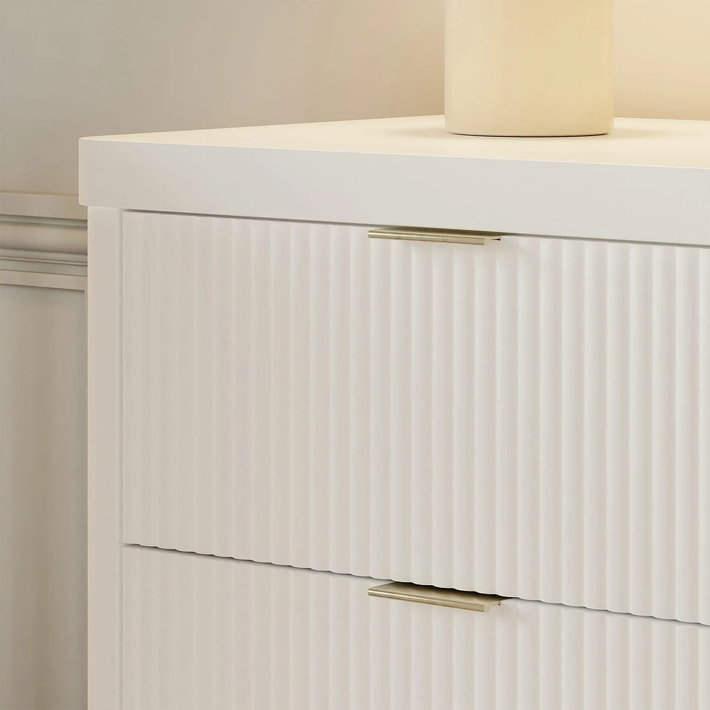 Commode 6 tiroirs Brimsley Tambour - Blanc Chaud