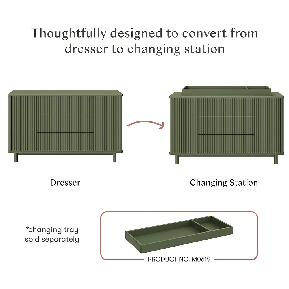 Pogo Tambour Assembled Dresser - Olive