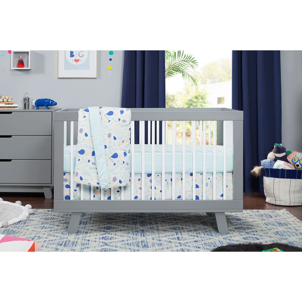 Hudson 3-in-1 Convertible Crib - Grey / White