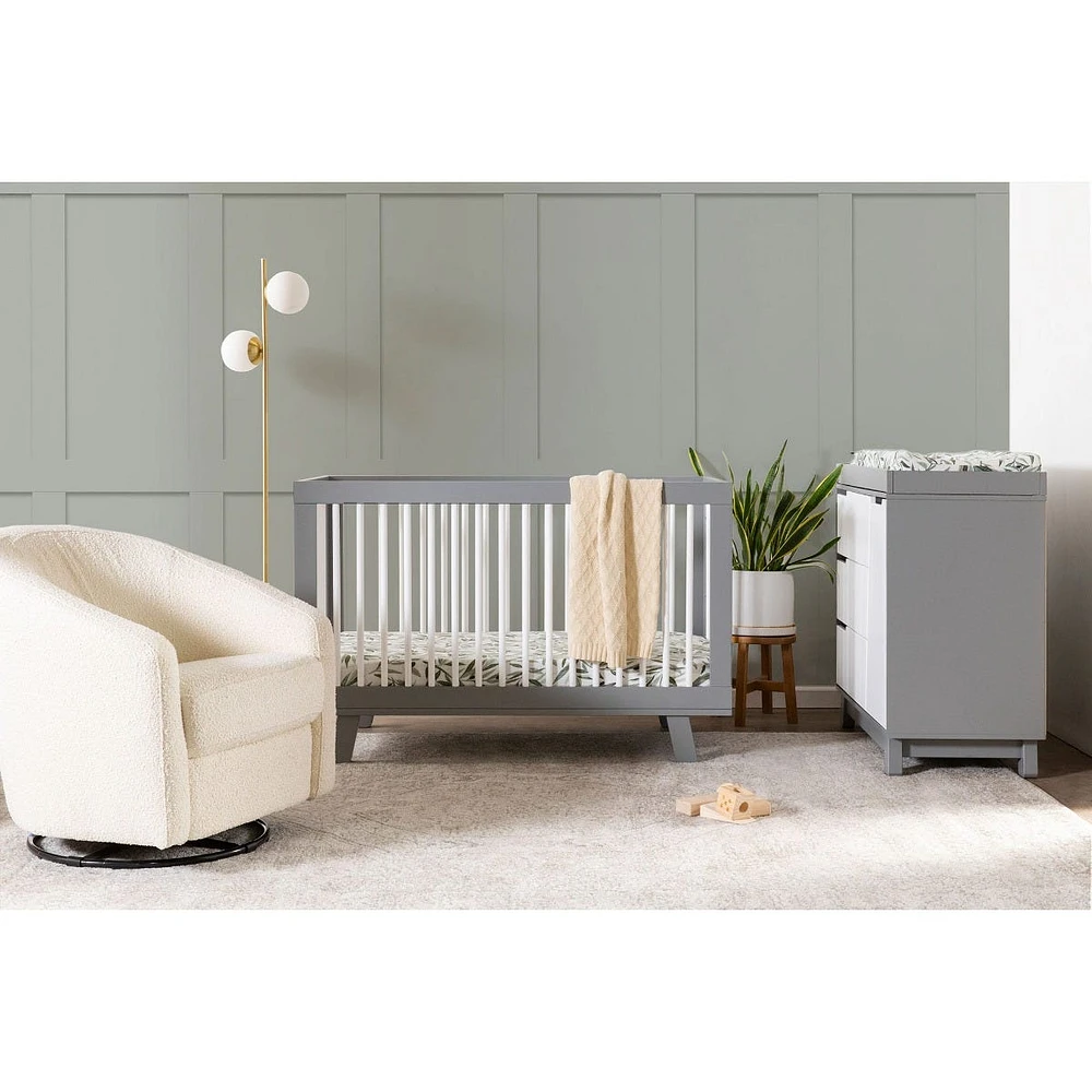 Hudson 3-in-1 Convertible Crib - Grey / White