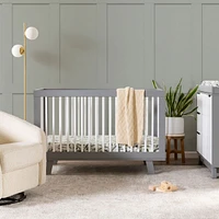 Hudson 3-in-1 Convertible Crib - Grey / White