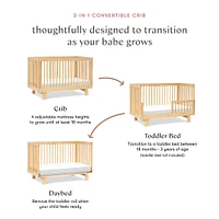 Hudson 3-in-1 Convertible Crib with Toddler Bed Conversion Kit - Natural Finish