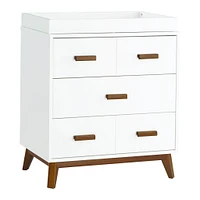 Scoot 3-Drawer Changer Dresser - White / Walnut Finish