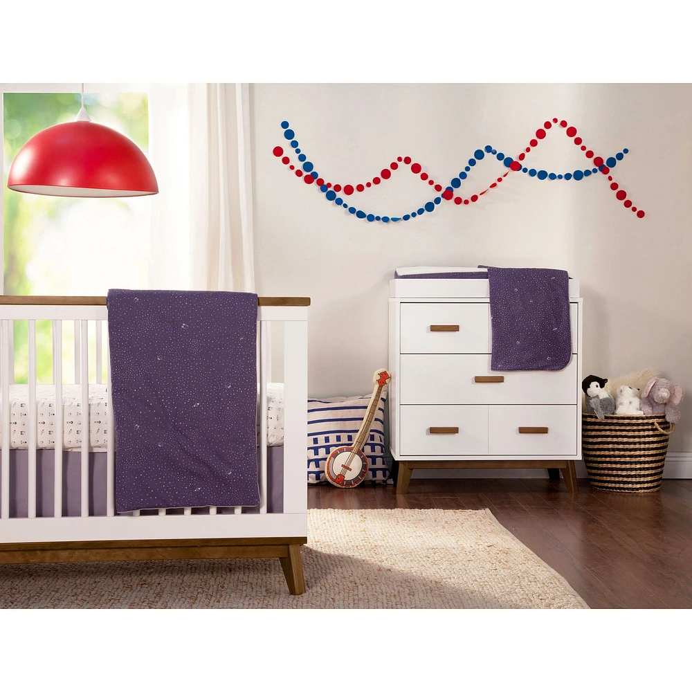 Scoot 3-Drawer Changer Dresser - White / Walnut Finish