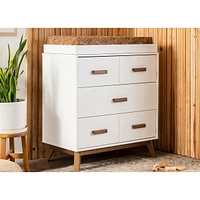Scoot 3-Drawer Changer Dresser - White / Walnut Finish