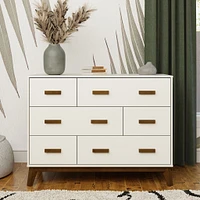 Scoot 6-Drawer Dresser - White/Natural Walnut