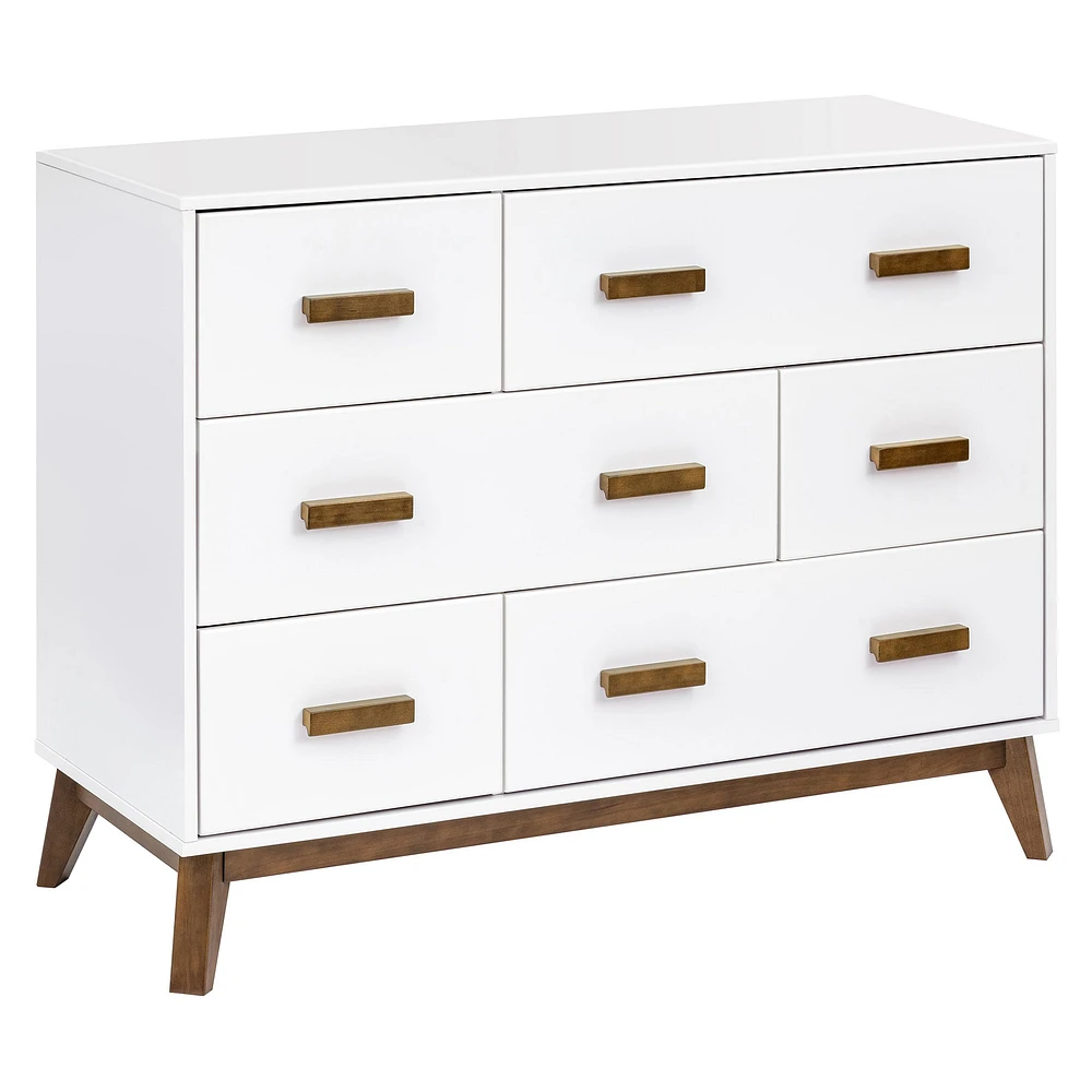 Scoot 6-Drawer Dresser - White/Natural Walnut