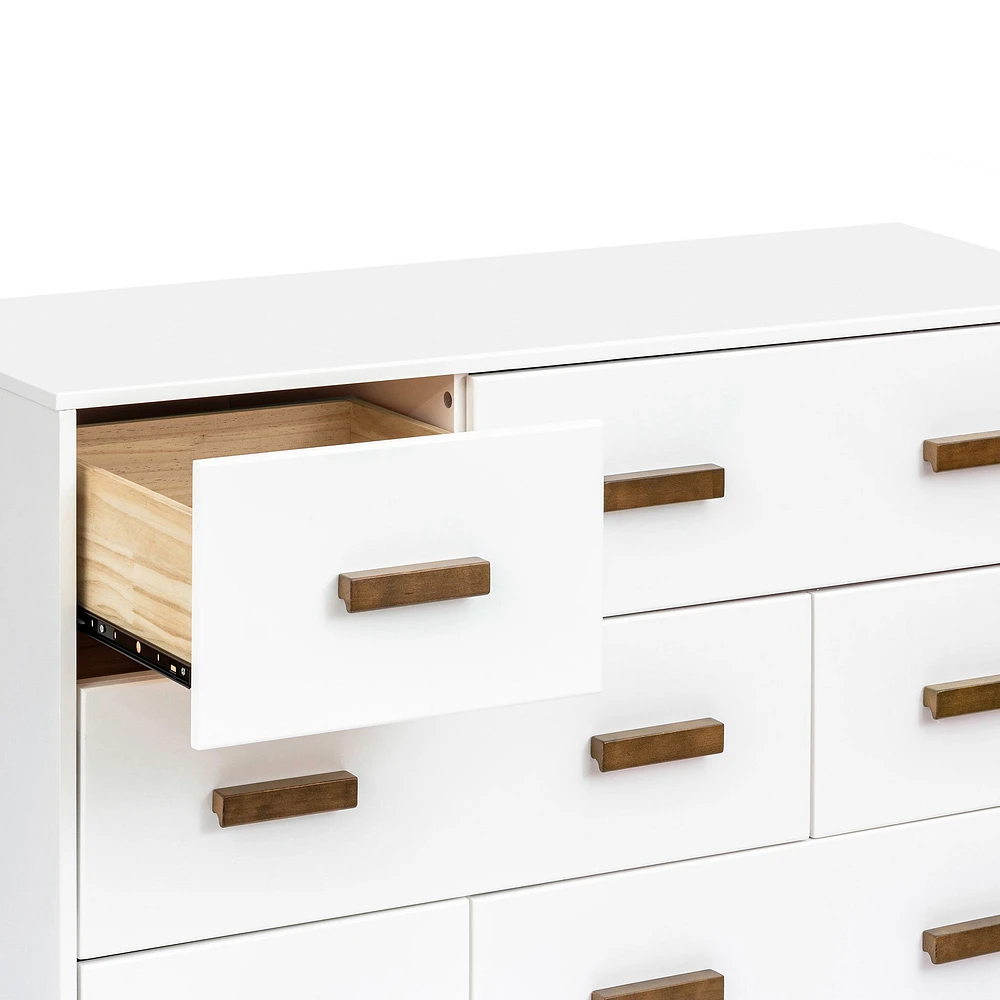 Scoot 6-Drawer Dresser - White/Natural Walnut