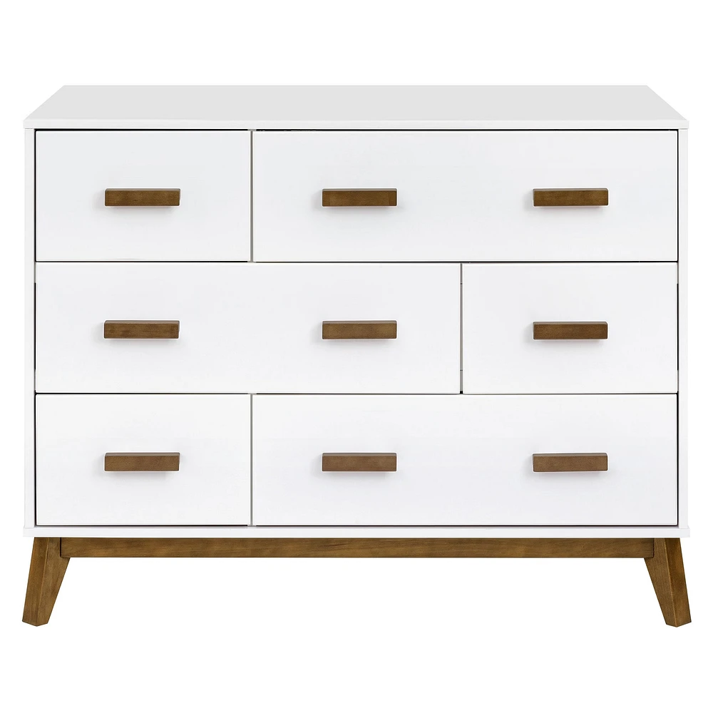 Scoot 6-Drawer Dresser - White/Natural Walnut