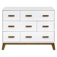 Scoot 6-Drawer Dresser - White/Natural Walnut