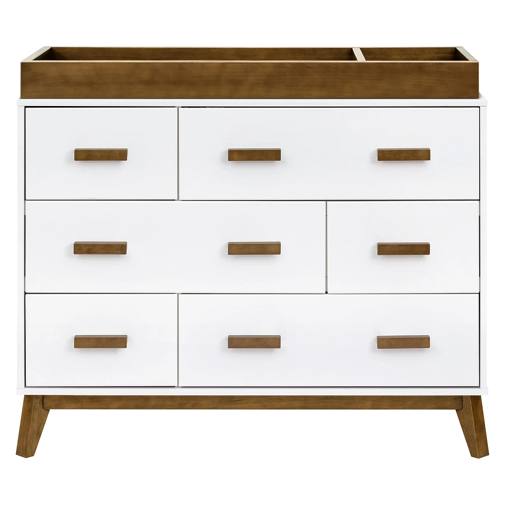 Scoot 6-Drawer Dresser - White/Natural Walnut