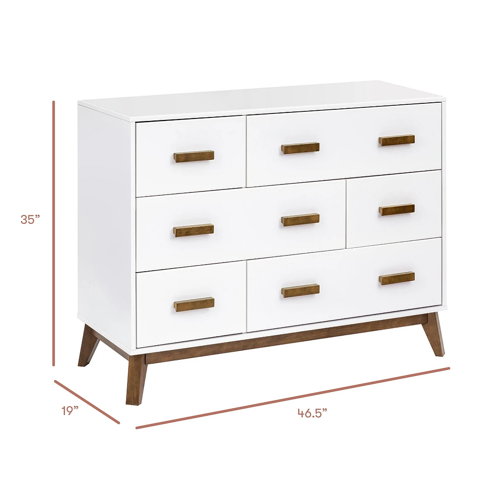 Scoot 6-Drawer Dresser - White/Natural Walnut