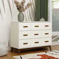 Scoot 6-Drawer Dresser - White/Natural Walnut