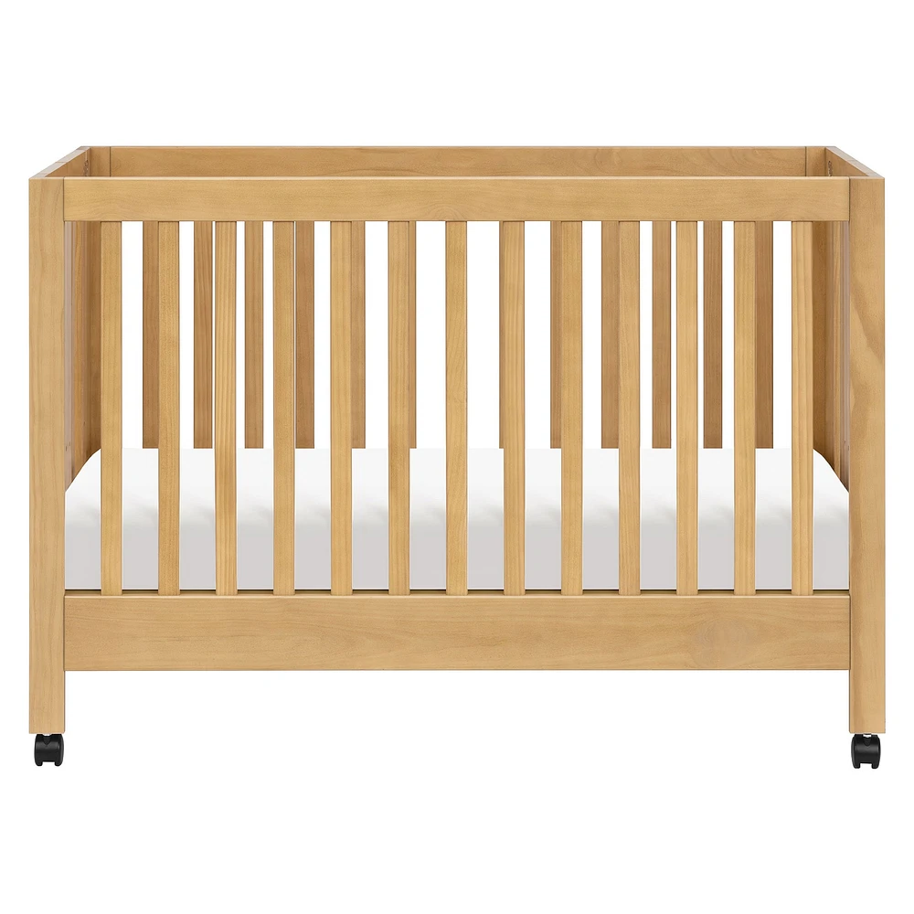 Maki Full-Size Folding Crib with Toddler Bed Conversion Kit - Honey