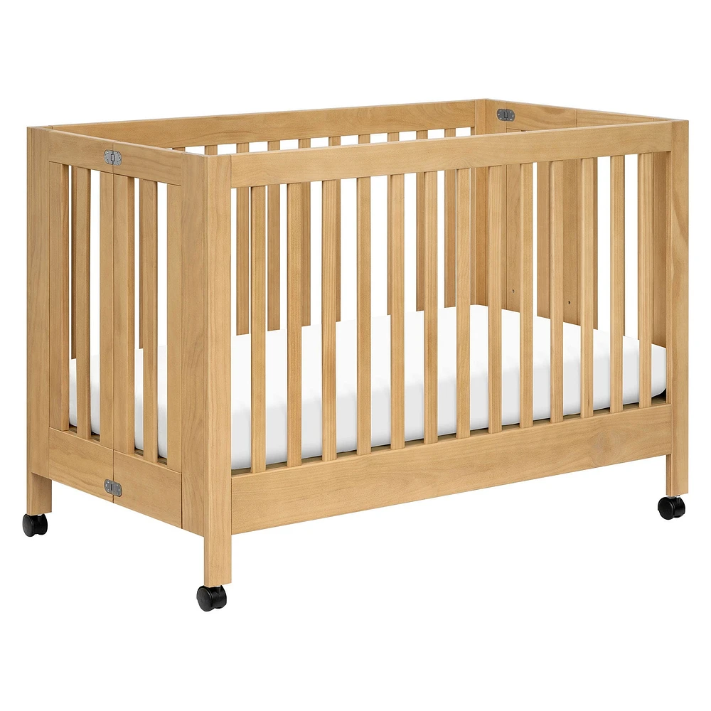 Maki Full-Size Folding Crib with Toddler Bed Conversion Kit - Honey