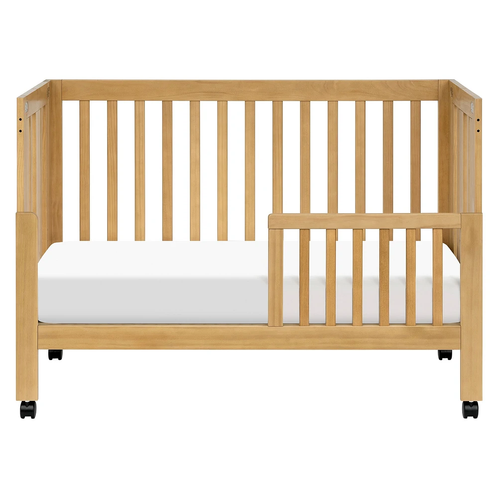 Maki Full-Size Folding Crib with Toddler Bed Conversion Kit - Honey