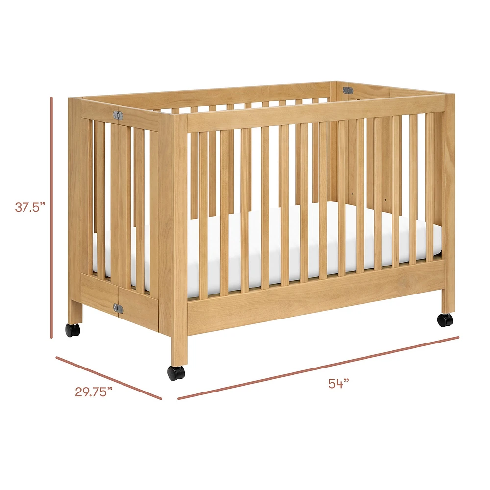 Maki Full-Size Folding Crib with Toddler Bed Conversion Kit - Honey