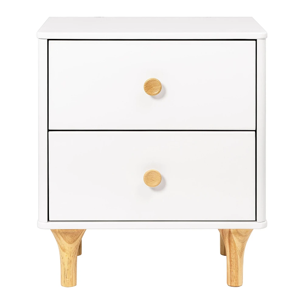 Lolly Nightstand with USB Port - White and Natural