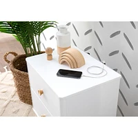 Lolly Nightstand with USB Port - White and Natural