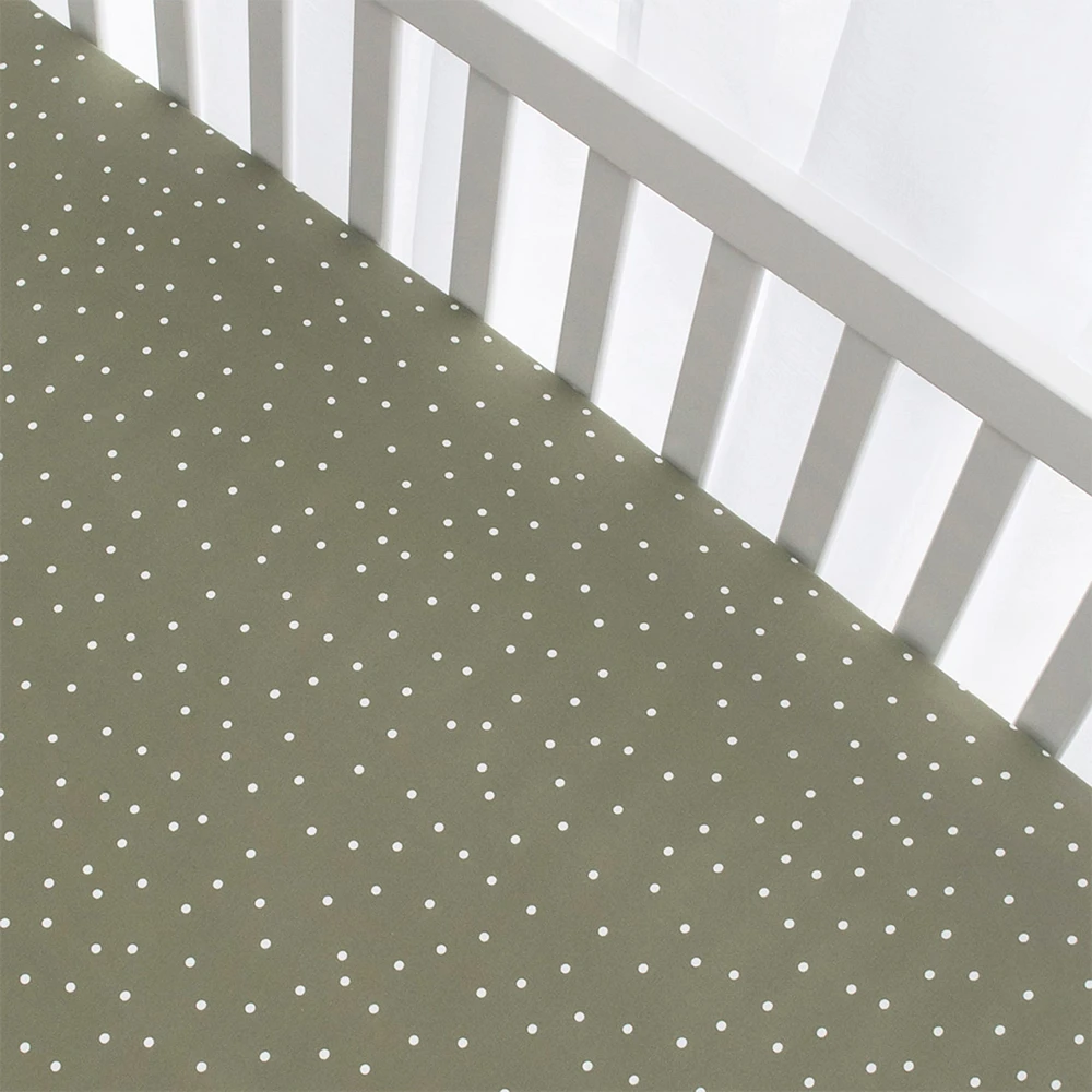 Drap Contour pour Lit de Bébé - Pois Olive