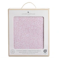 Cotton Jersey Crib Fitted Sheet -P ink flower