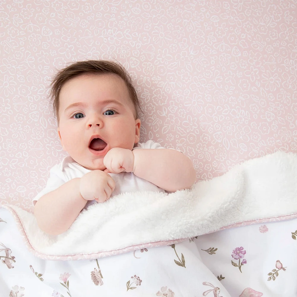 Cotton Jersey Crib Fitted Sheet -P ink flower