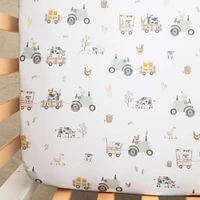 Cotton Jersey Crib Fitted Sheet - Tractor Ride
