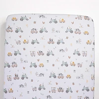 Cotton Jersey Crib Fitted Sheet - Tractor Ride