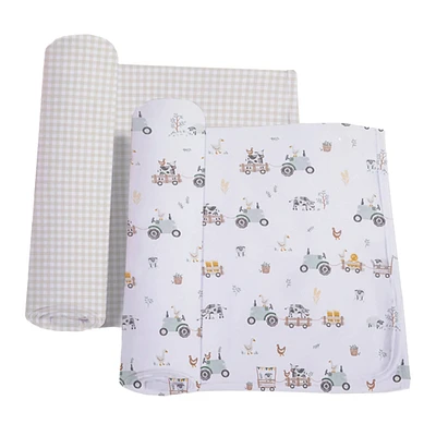 2-pack Jersey Swaddle - Tractor Ride