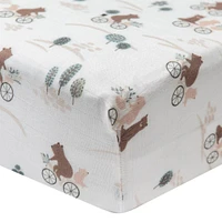 Bamboo Muslin Fitted Crib Sheet - Bears on Bikes