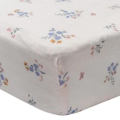 Bamboo Muslin Fitted Crib Sheet - Ditsy Floral
