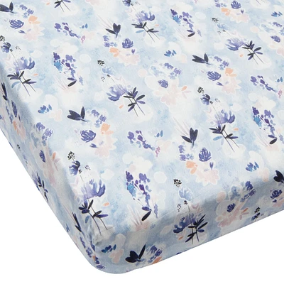 Bamboo Muslin Fitted Crib Sheet - Ink Floral
