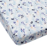 Bamboo Muslin Fitted Crib Sheet - Ink Floral