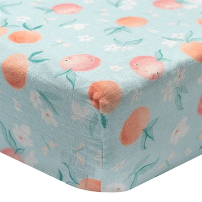 Bamboo Muslin Fitted Crib Sheet - Peaches