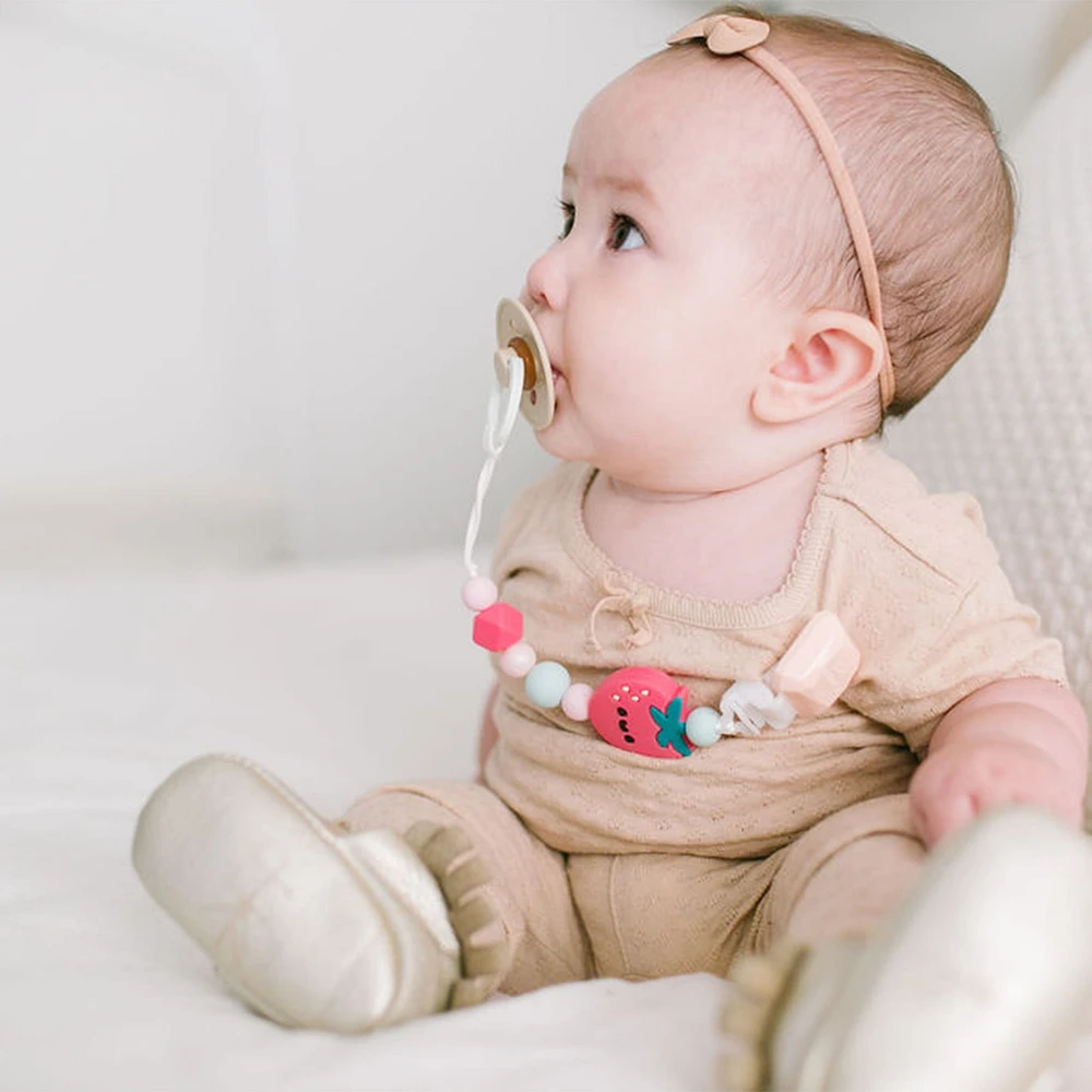 Silicone Pacifier Clip - Strawberry
