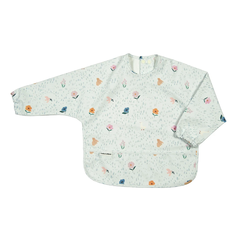 Bavoir Manches Longues Imperméable - Fleurs Oies