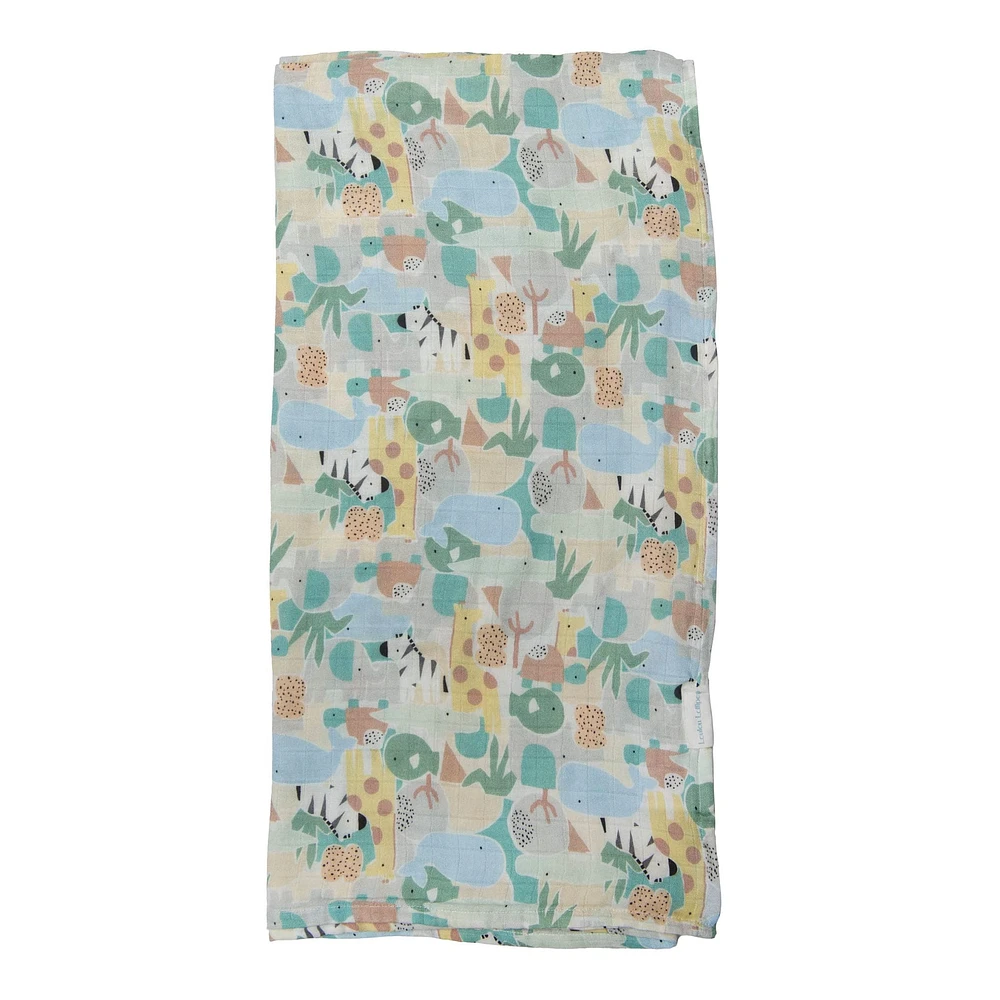 Bamboo Muslin Swaddle Blanket - Animal Puzzle