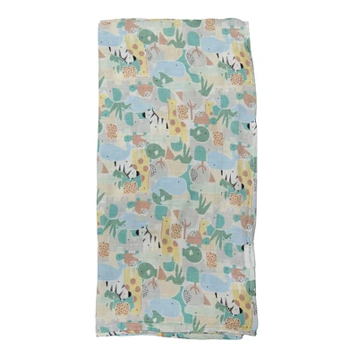 Bamboo Muslin Swaddle Blanket - Animal Puzzle
