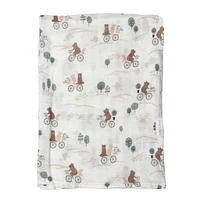 Bamboo Muslin Swaddle Blanket - Bears on Bikes